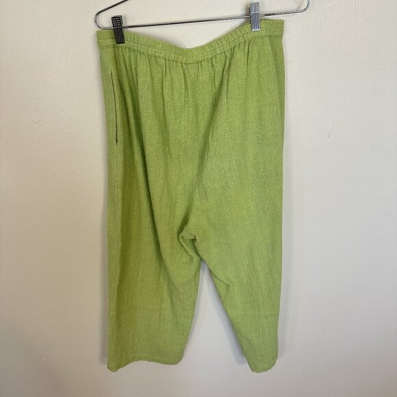 Womens Lime Green Pant Set Cotton Toofan Wide Leg Large Weave Pockets Resort - Picture 11 of 16